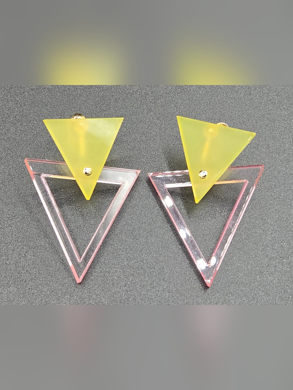 Vintage 80s Style Geometric Acrylic Clip On Earrings